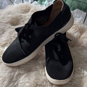 Black Knit Lace-Up Women's Sneakers